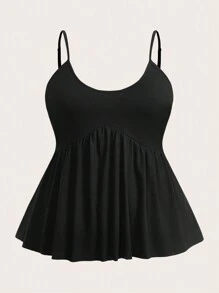 SHEIN EZwear Conjunto de 2 piezas con top camiseta y estampado de leopardo en negro y blanco, para mujer de talla grande, para primavera/verano