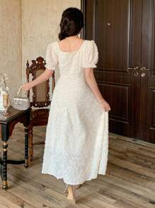 DAZY 女士纹理面料短袖中长连衣裙优雅