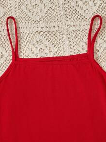 Tween Girl "NOPE" Print White Cropped T-Shirt & Red Slip Dress 2 Pieces Set - Multicolor - View 5