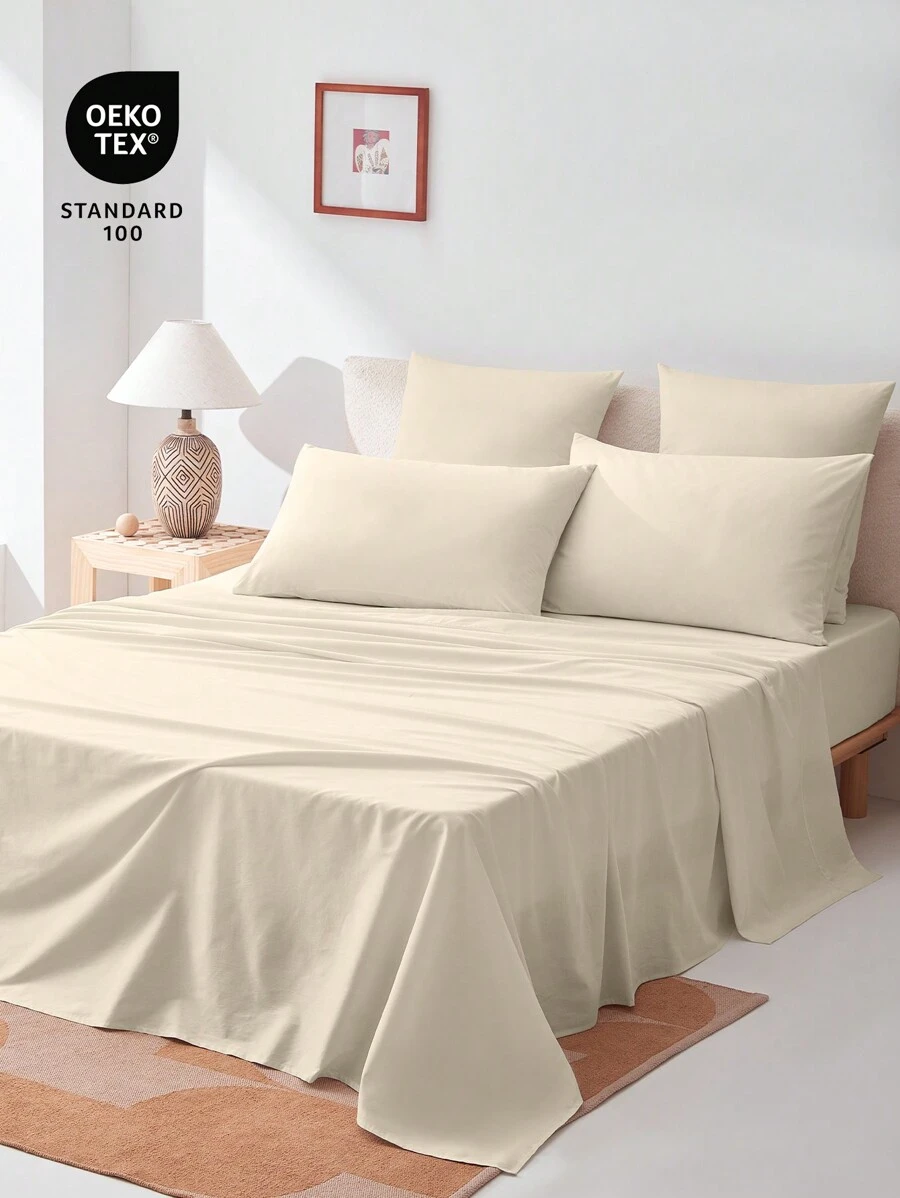 [100% Cotton]1pc Solid Flat Sheet, Modern Minimalist Composite Fabric Flat Sheet For Home, Ultra Soft And Breathable, Moisture-Wicking, Machine Washable, Anti-Shrink And Anti-Fade, For All Size Bed -Twin, Full, King, Queen Size Sheet, All Season,Rama Bedtime Comfort