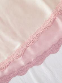 SilkySpell 2pcs/Set Women Imitation Silk Backless Tie Strap Nightgown Babydoll Sleepwear Luxe Loungewear - Multicolor - View 6