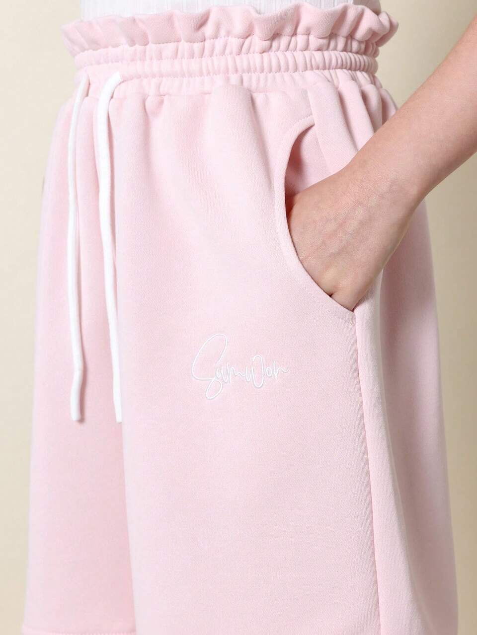 Cozy Drawstring Waist Fleece Track Shorts With Pockets