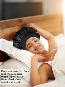 1pc Satin Sleeping Cap, Adjustable Sleeping Cap, Ladies And Gentlemen Satin Sleeping Cap, Comfortable To Wrap Hair While Sleeping, Soft Hat Home Bathroom Decor Summer