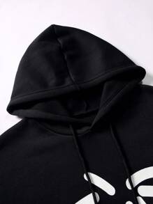 PAVTROS Manfinity Streetrush Men's Cartoon Print Hoodie Sweatshirt And Drawstring Sweatpants Casual Set, Men 2 Piece Set - Black - View 4