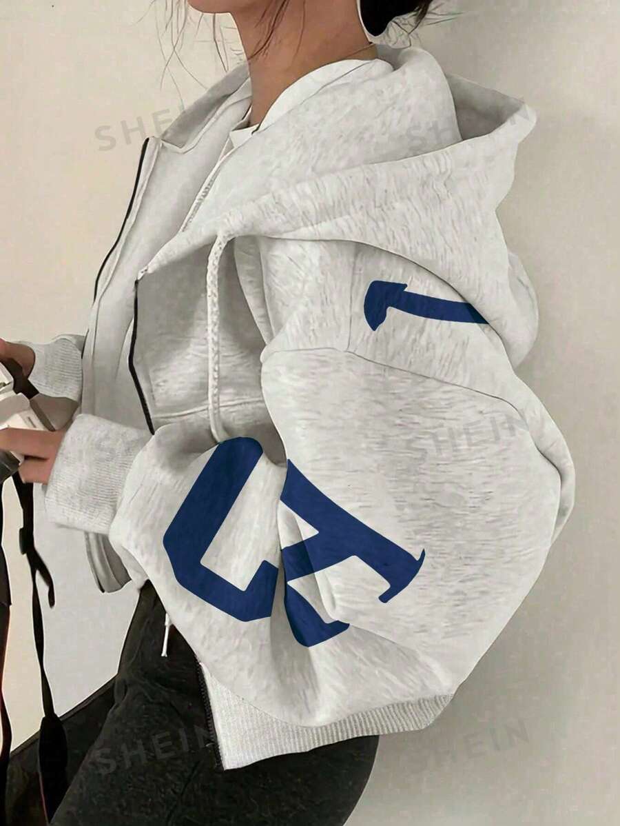 INAWLY Sudadera con capucha forrada térmica, chaqueta corta y suelta de otoño/invierno, casual de primavera/otoño con bolsillo, cremallera y manga tres cuartos con capucha, holgada y regular, con cremallera, color cálido, tops de manga tres cuartos para mujer