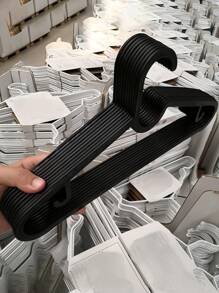 SHEIN 10个40厘米黑色塑料衣架衣柜收纳轻便节省空间晾衣架适用于外套T恤衬衫裙子内衣家居必需品防滑耐用坚固