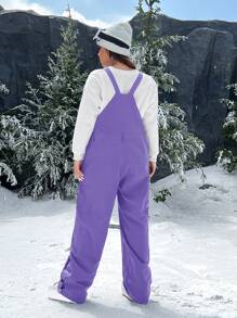 SHEIN EZwear Plus Size  Insulated Sleeveless Ski Jumpsuit With Pockets, Autumn/Winter - Purple - View 2