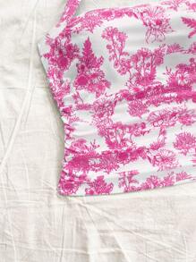 Soleia Women's Vacation Racerback Tank Top With Halter, White & Print - Pink - View 6