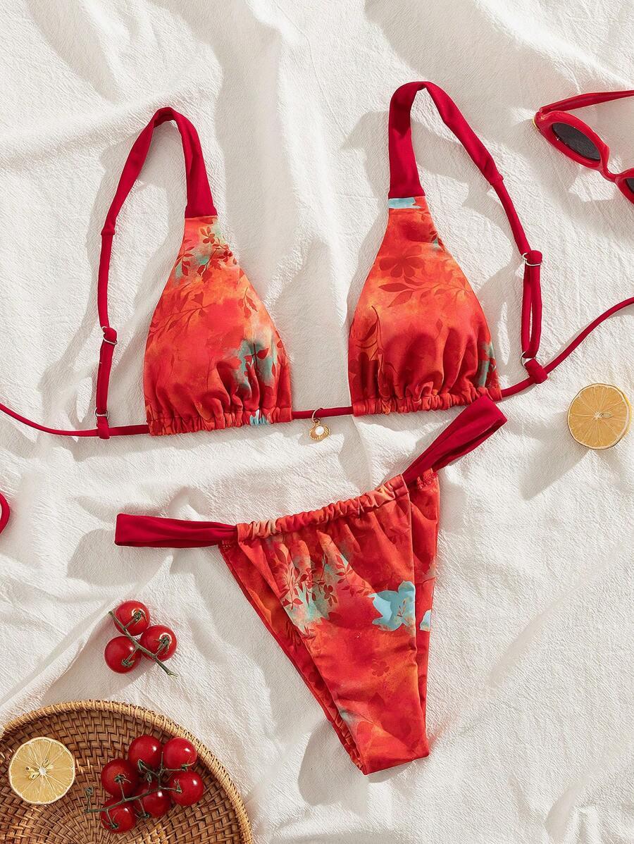 Swim Mod Springbreak Summer Holiday Spaghetti Strap Seashell Pendant Top And Thong Bikini 2 Pieces Set - Multicolor - View 1