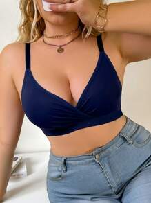 1 件大码无钢圈文胸 - 藍色 - 查看 3