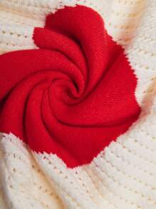 SHEIN LUNE High Neck Colorblock Heart Pattern Loose Knit Sweater, Casual & Comfortable, Suitable For All Seasons,Valentine's Day,Heart Sweater,Western Wear Women