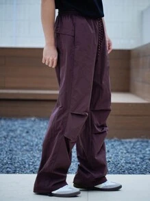 DAZY 男士紫色工装徒步户外运动裤，学院风商务装 - 紫色 - 查看 4