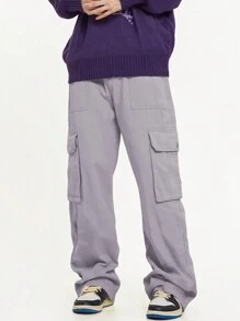 Manfinity EMRG Loose Fit Men Flap Pocket Side Cargo Pants - Mauve Purple - View 5
