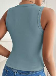 SHEIN VCAY Blusa de tirantes de unicolor versátil y casual de talla grande