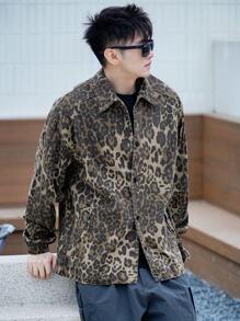 DAZY Men's Leopard Print Front Button Long Sleeve Casual Jacket - Multicolor - View 6