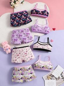 SHEIN 小女孩可爱印花兔子内裤 4 条装 - 彩色 - 查看 2