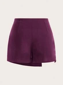 SHEIN Clasi Falda-pantalón negra con detalle de cadena y cierre envolvente talla grande