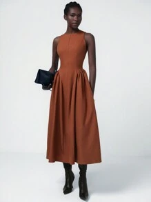 Aveloria Modichic Vestido elegante francés para mujeres, minimalista y versátil para uso diario, con cintura fruncida