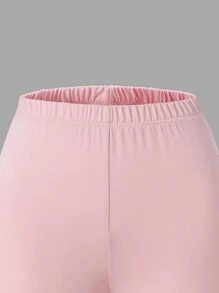 SHEIN Explorewe 2pcs/Set Tween Girls Round Neck Short Sleeve Heart Print Minimalist Top And Long Pants Set - Multicolor - View 5