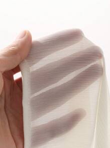 DAZY 女士纯色圆领长袖优雅衬衫，商务休闲，秋季，荷叶边，秋季女装 - 白色 - 查看 6