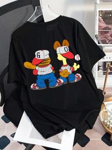 GARFIELD X SHEIN Casual Loose Crew Neck Short Sleeve Women T-Shirt, Suitable For Summer