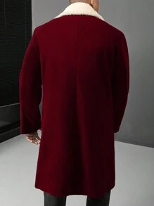 Manfinity Homme Abrigo largo de manga larga con botones y paneles de unicolor para hombres de talla grande, otoño/invierno