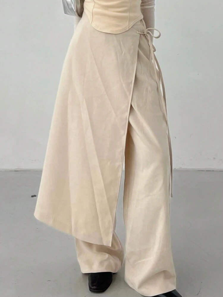 Women's Solid Color Pants Skirt, 2 In 1, Ankle Length, Apricot, Business Casual, All Season