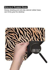 ROMWE Grunge Punk 1 件时尚豹纹防滑防水加厚鼠标垫 - 黑色 - 查看 5