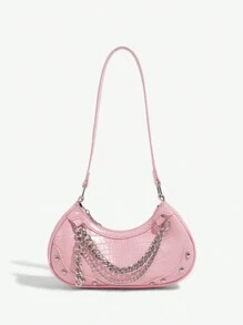 SHEIN X Lucía Bellido SHEIN ICON 女士休闲单肩包，日常携带钱包 - 粉色 - 查看 2