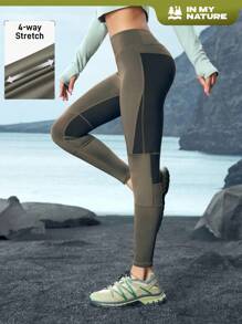 In My Nature In My Nature Women's Solid Color Splicing High Waist Slim Casual Sports Leggings