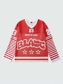 ROMWE MEN Prep Men's 2 In 1 Double Sleeve Long Sleeve T-Shirt, Sports Long Sleeve T-Shirt, Athletic Jerseys - Red - View 1