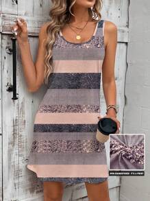 EMERY ROSE Striped Color-Block Tank Dress For Women In Summer