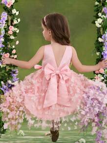 SHEIN 年轻女孩编织花卉网眼紧身休闲连衣裙