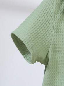 SHEIN 2 sztuki/zestaw dla chłopców, prosty krótki rękaw, top i spodenki, swobodny, prosty, modny strój na co dzień