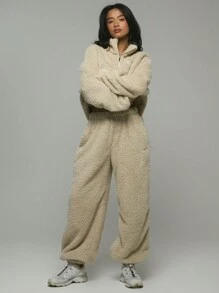 Musera Sport Fleece Cuffed Tracksuit Bottom, For Airport, Casual - Apricot - View 1