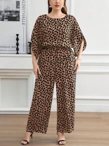 SHEIN Clasi Mono informal de mujer de cintura alta con estampado total y cuello redondo