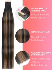20PCS Straight Tape In Human Hair Extensions 100% Real Remy Human Hair 14-24inches Natural High Quality 50G/Pack For Salon Silky Seamless Invisible PU Tape In Hair Extensions - S1B/6/1B - View 7