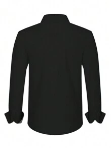Manfinity Homme Loose Fit Men's Button-Up Long Sleeve Shirt - Black - View 2