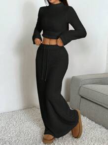 Muchica Women Plush Loungewear Set, For Home Use, Autumn/Winter - Black - View 5