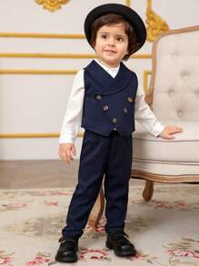 Baby Boy Formal Suit Set, Gentleman Outfit, Holiday Party Attire - Royal Blue - View 4