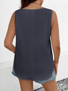 EMERY ROSE Plus Size Casual Solid Color Versatile Camisole - Grey - View 2