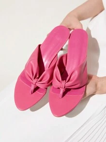 CUCCOO CHICEST Women's Sweet & Elegant Platform Thong Sandal Heels - Pink - View 6