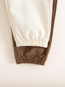 2pcs Young Boys/Toddler Boys Casual Brown And Light Khaki Cargo Pocket Design Jogger Pants, Suitable For Spring, Summer, All Seasons, Versatile For Outings, Daily Wear And School - Khaki - View 6