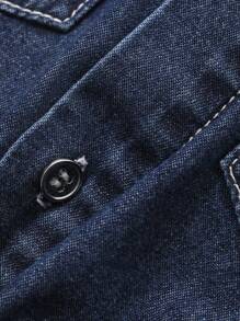 DAZY Women's Western Style Outfit: Contrast Stitch Short Sleeve Loose Blouse & Wide Leg Denim Pants Set,Back To School Clothes - Dark Wash - View 10