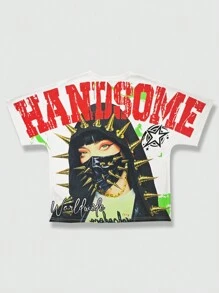 ROMWE MEN Street Life Camiseta para hombre con estampado gráfico callejero, adecuada para uso casual diario, primavera/verano