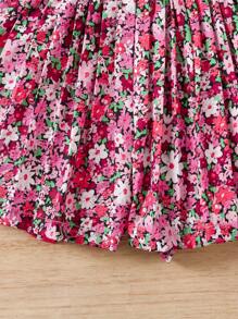 SHEIN Young Girl Solid Color Spaghetti Strap Bowknot Decor Minimalist Top And Skirt 2pcs Set - Pink - View 4