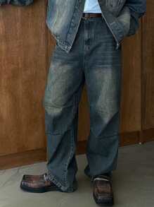 DAZY Men's Front Button Pocket Simple Loose Casual Jeans - Blue - View 3