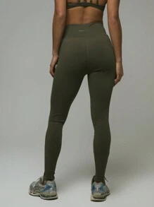 Musera Sport 接缝细节高腰紧身裤，适合板网球、网球、泡菜球健身房健身 - 軍綠色 - 查看 4