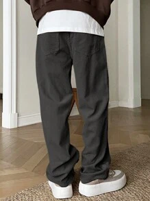 Manfinity Hypemode Loose Men Solid Color Drawstring Waist Pants