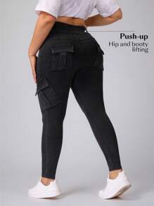 Flexra Leggings deportivos de talla grande de estilo cómodo y de punto de mezclilla